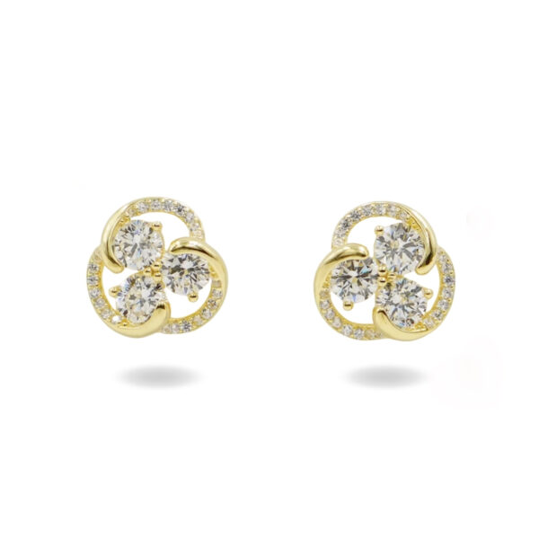 Orecchini Argento spirale con zirconi – Dorato