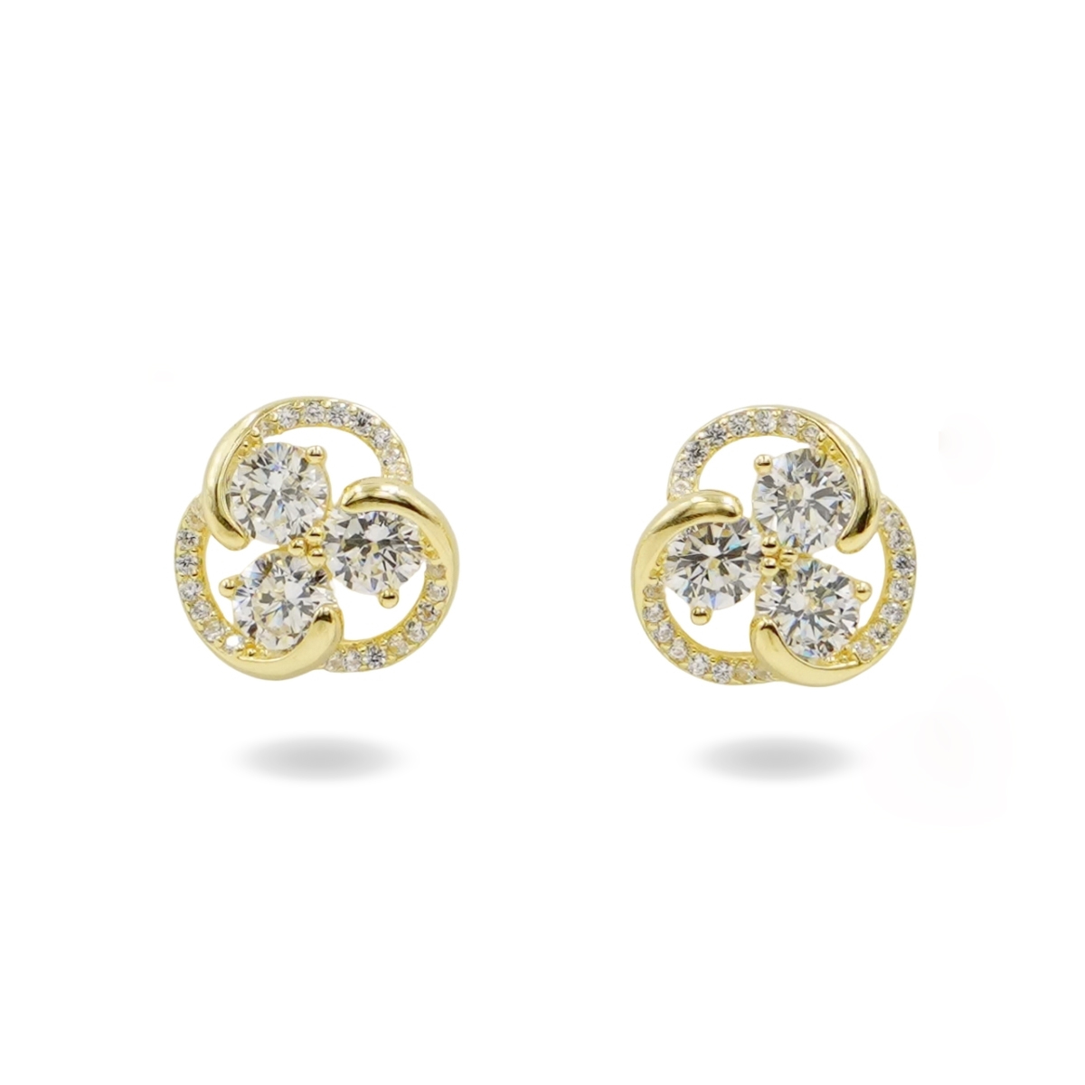 Orecchini Argento spirale con zirconi – Dorato