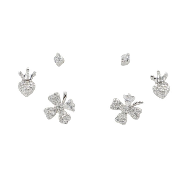 Set Orecchini Argento fiore con zirconi – Rodiato