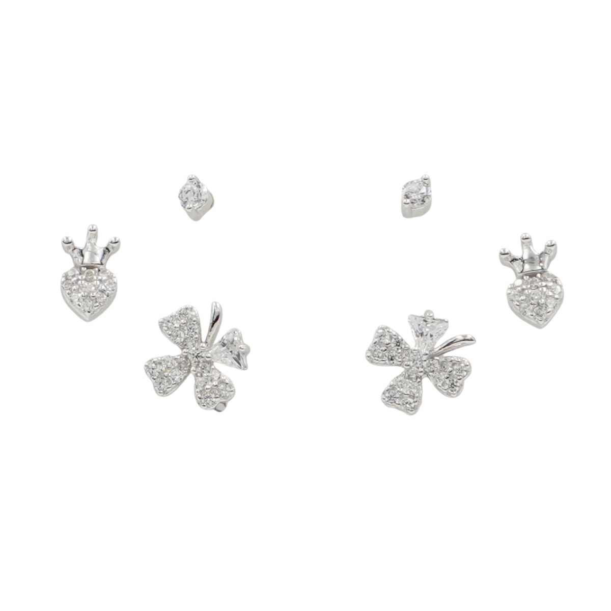 Set Orecchini Argento fiore con zirconi – Rodiato