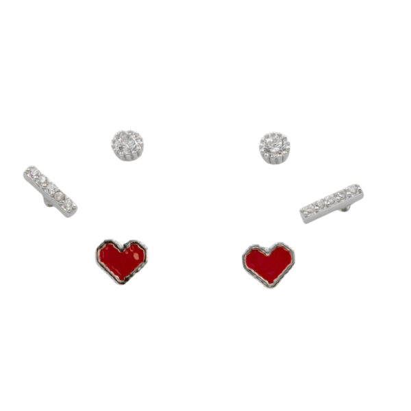 Set Orecchini Argento cuore e zirconi – Rodiato