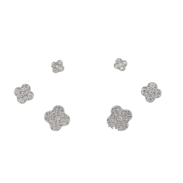 Set Orecchini Argento quadrifogli con zirconi – Rodiato