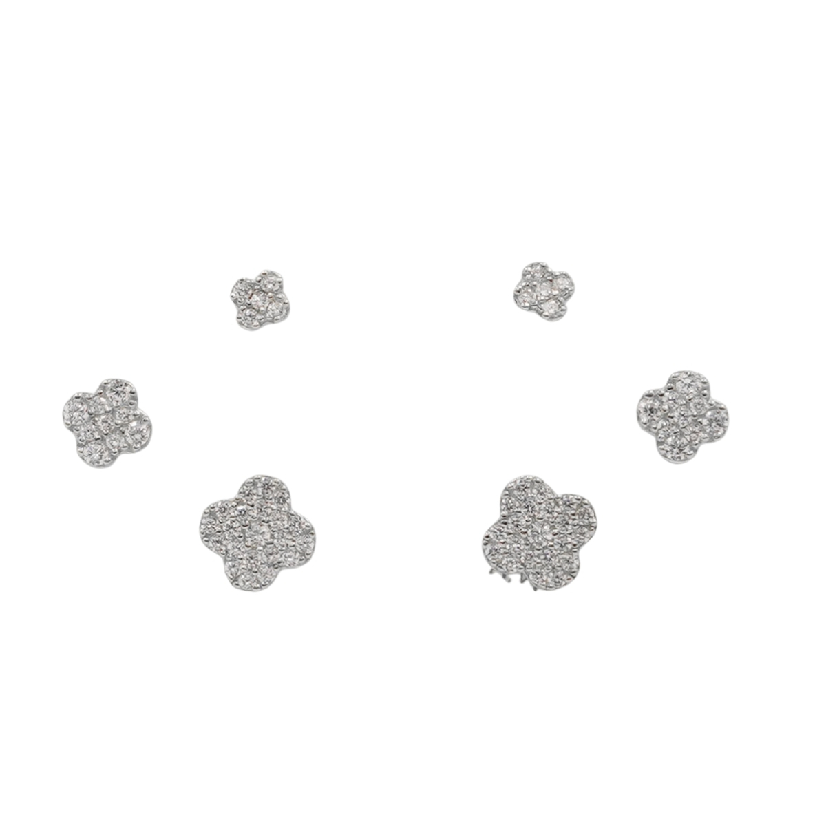 Set Orecchini Argento quadrifogli con zirconi – Rodiato