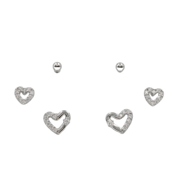 Set Orecchini Argento cuore e zirconi – Rodiato