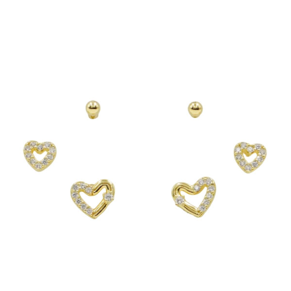 Set Orecchini Argento cuore e zirconi – Dorato