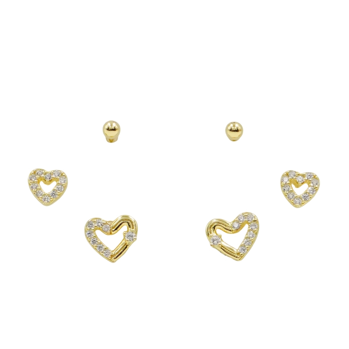 Set Orecchini Argento cuore e zirconi – Dorato