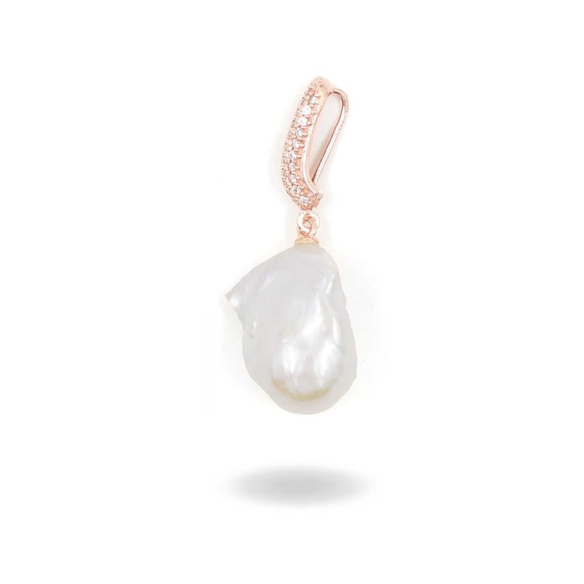 Pendente argento con perla e zirconi – Rosè