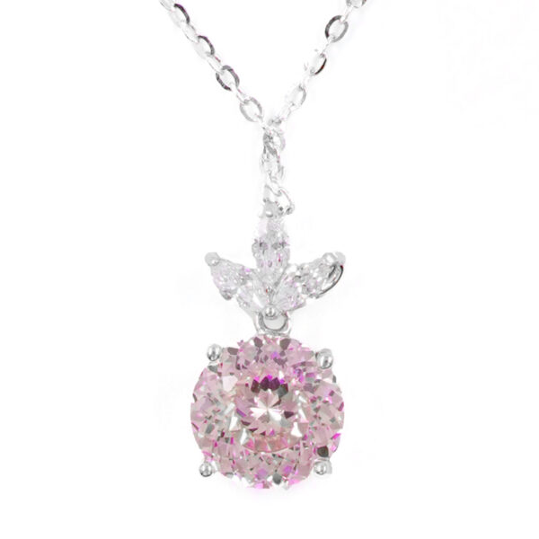 Collana Argento con zircone rosa – Rodiato