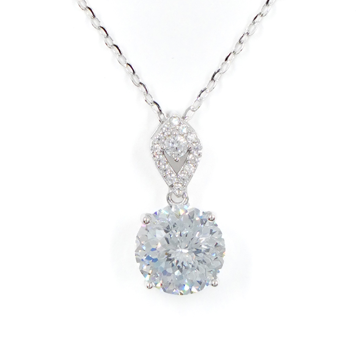 Collana Argento con zircone bianco – Rodiato