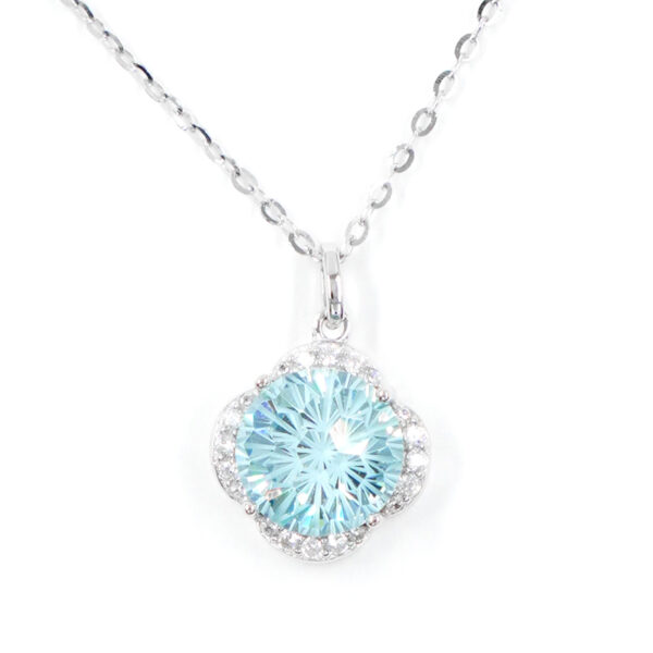 Collana Argento con zircone azzurro – Rodiato