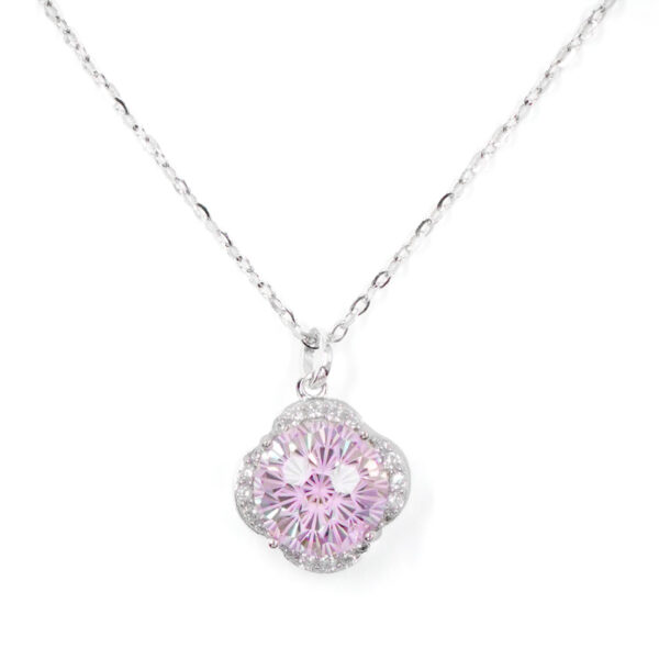 Collana Argento con zircone rosa – Rodiato