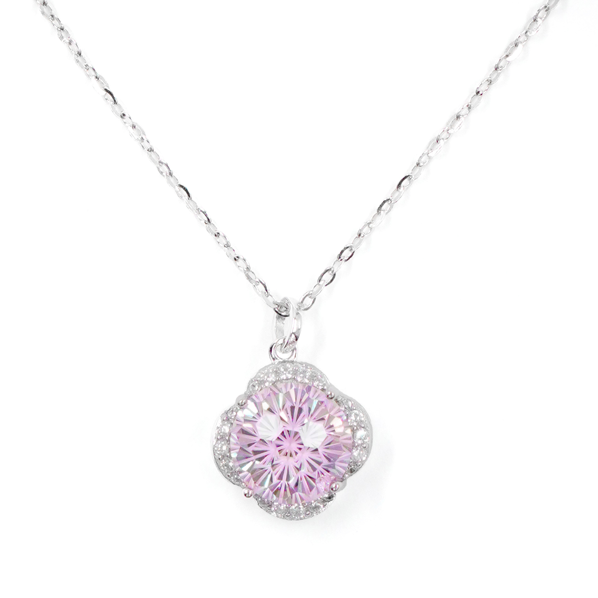 Collana Argento con zircone rosa – Rodiato