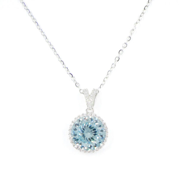 Collana Argento con zircone azzurro – Rodiato