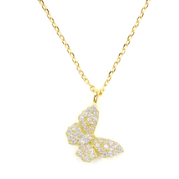 Collana Argento farfalla con zirconi – Dorato
