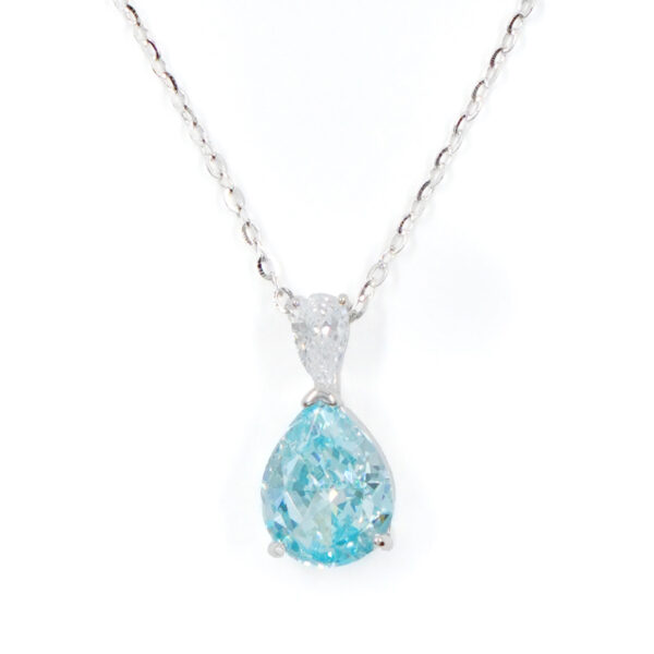 Collana Argento con goccia zircone azzurro – Rodiato