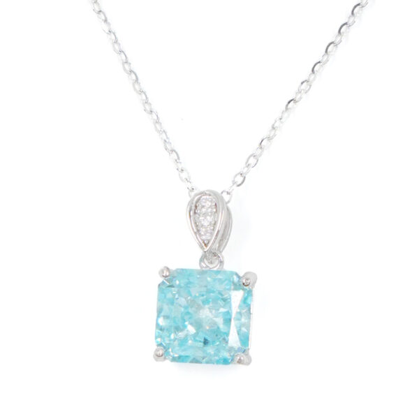 Collana Argento con zircone azzurro – Rodiato