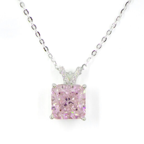 Collana Argento con zircone rosa – Rodiato