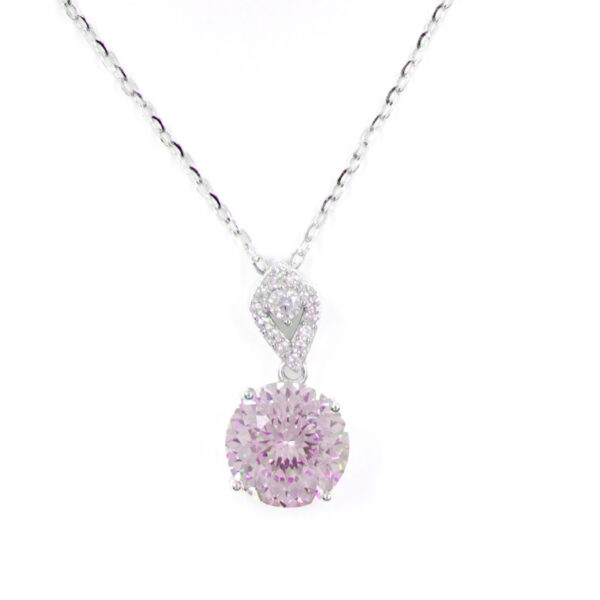 Collana Argento con zircone rosa – Rodiato