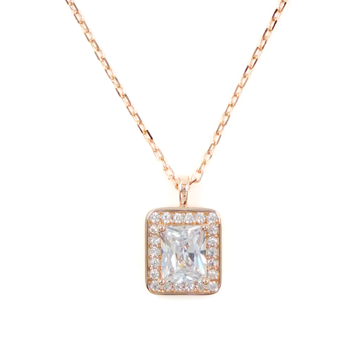 Collana Argento con zircone rettangolare – Rosè