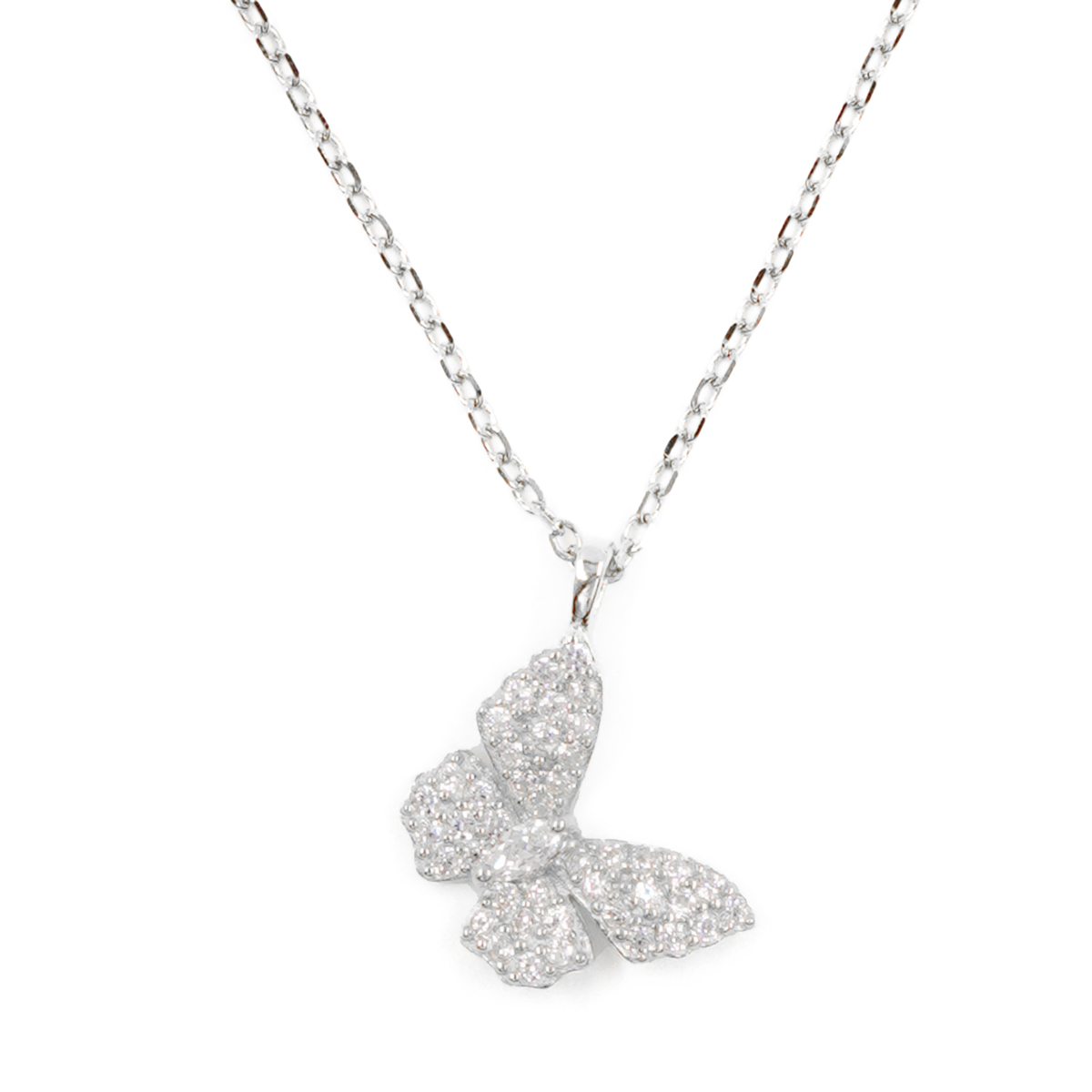 Collana Argento farfalla con zirconi – Rodiato