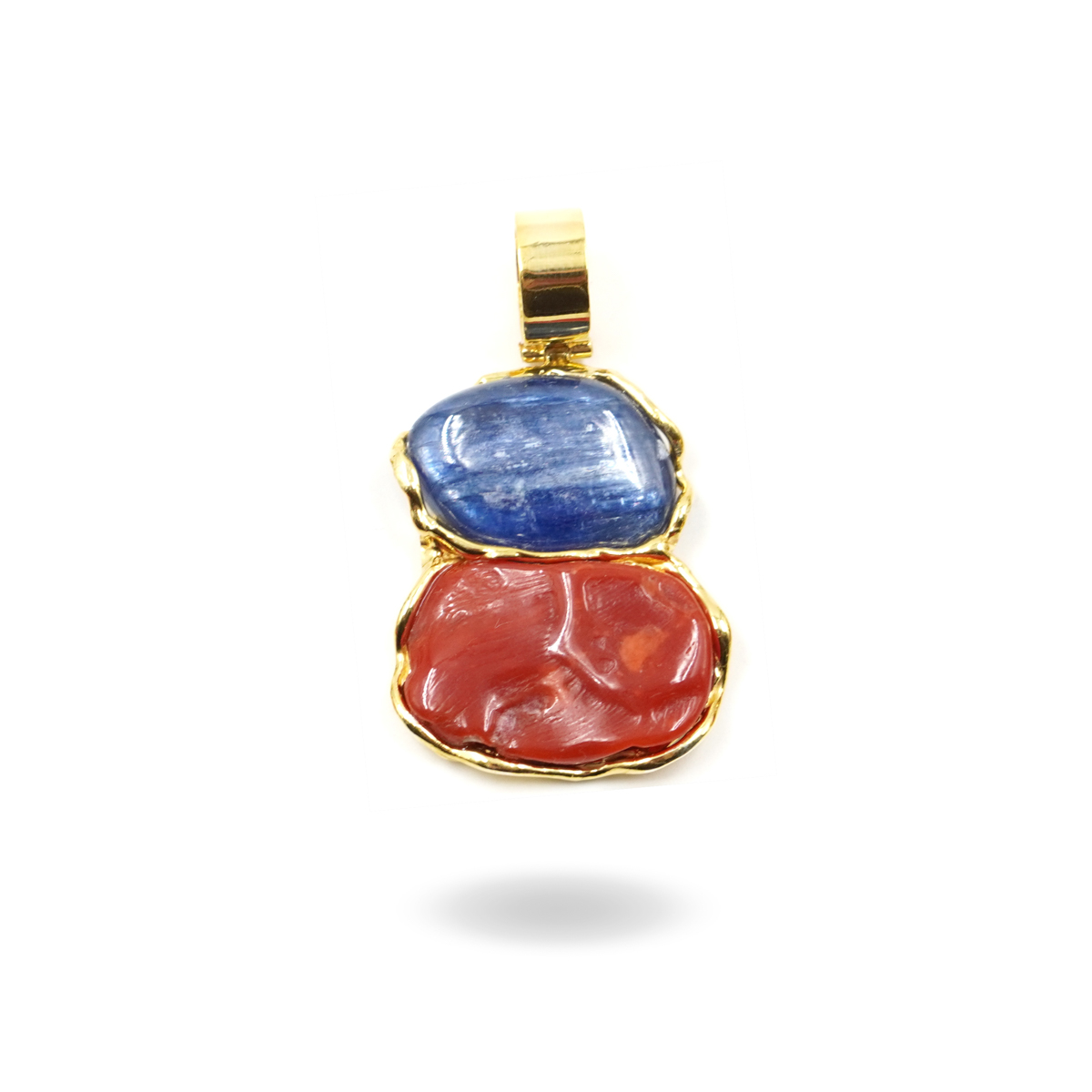 Pendente Argento con corallo, cianite - Dorato - immagine 2