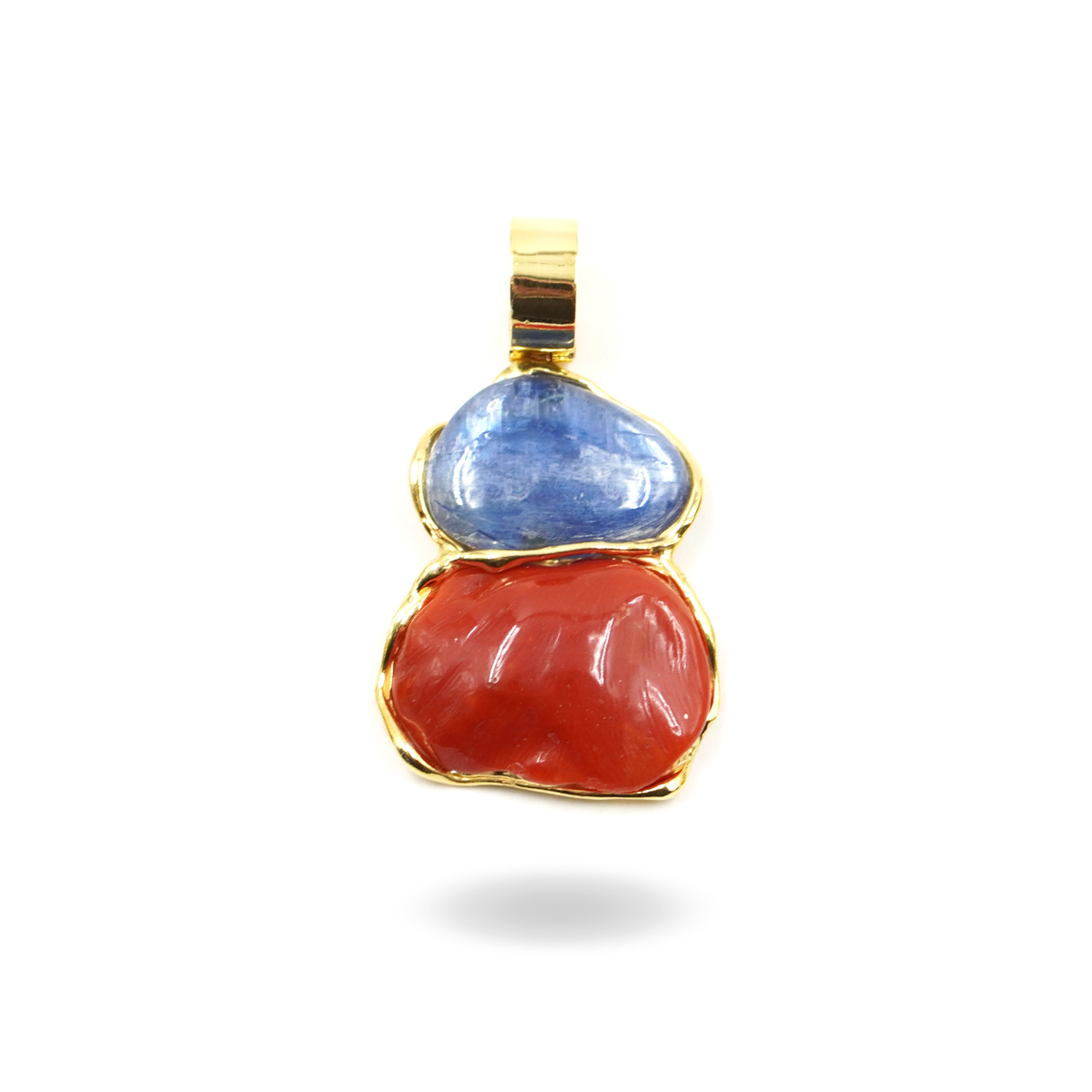 Pendente Argento con corallo, cianite - Dorato - immagine 3