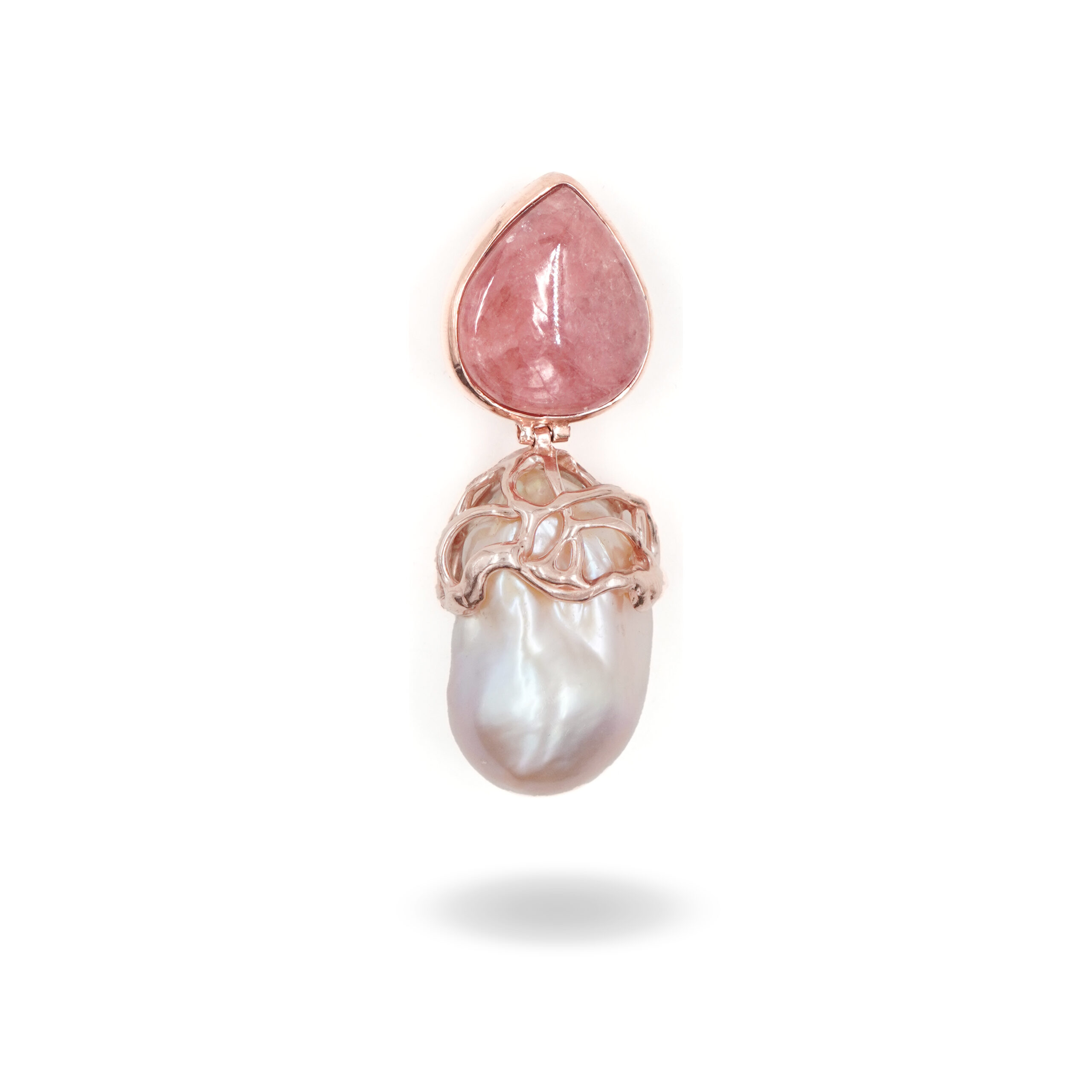 Pendente Argento con perla, rodocrosite - Rosè