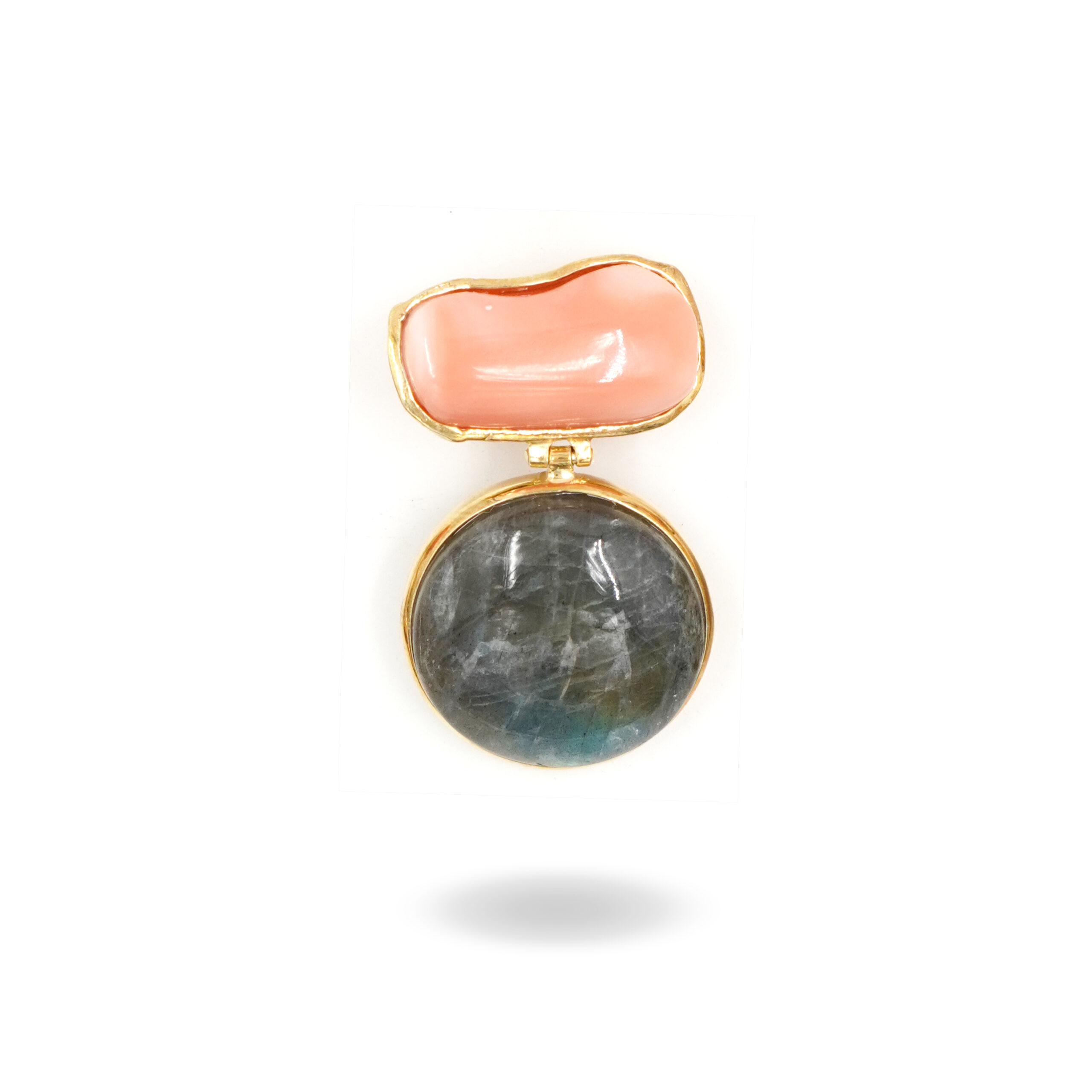 Pendente Argento con corallo, labradorite - Dorato - immagine 2
