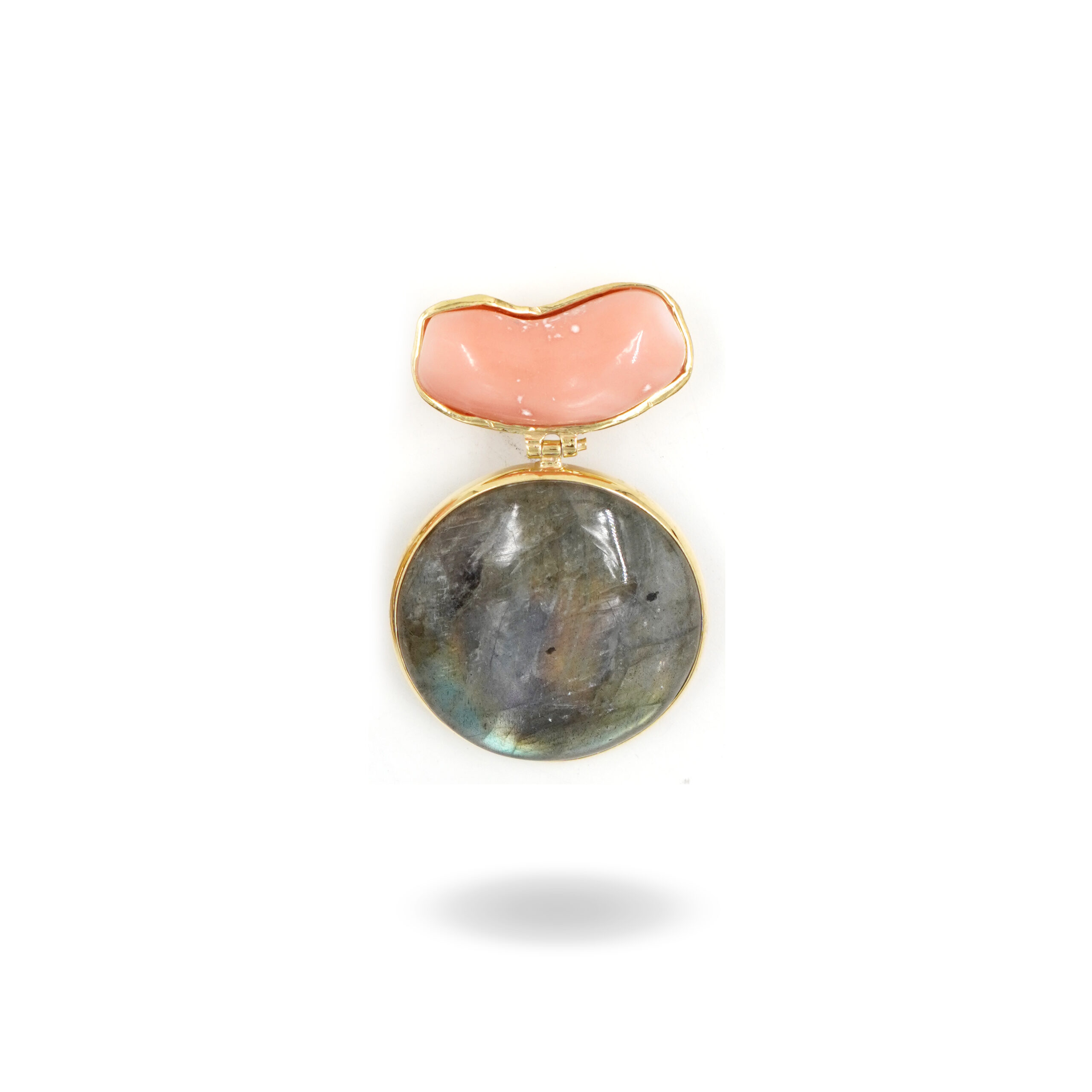 Pendente Argento con corallo, labradorite - Dorato - immagine 3