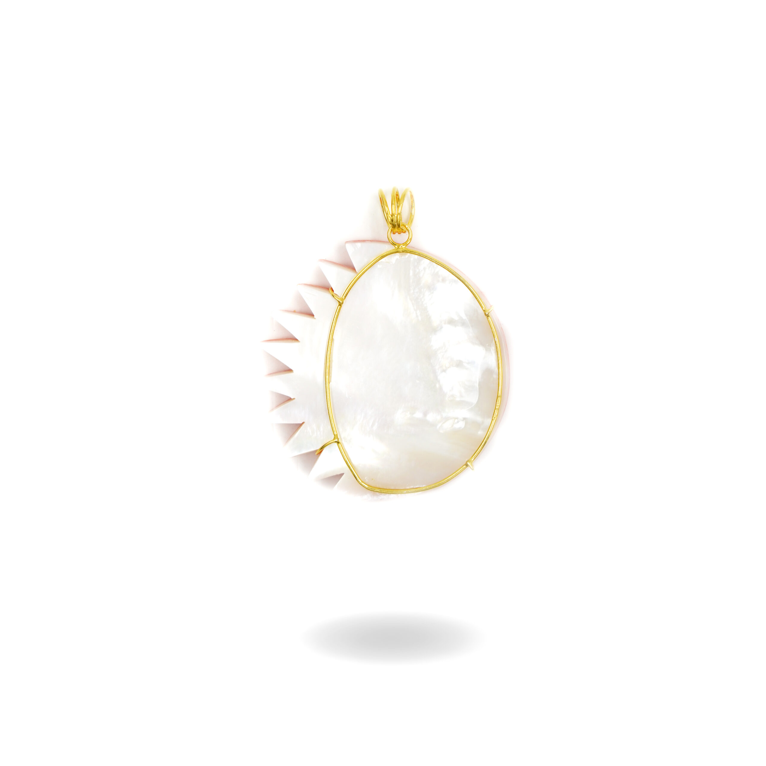 Pendente in corallo forma Sole e Luna - Dorato - immagine 2