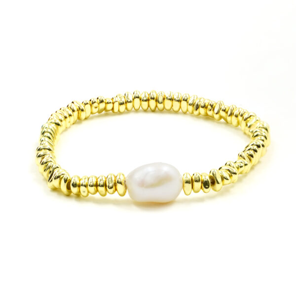 Bracciale Elastico ematite gold e perla