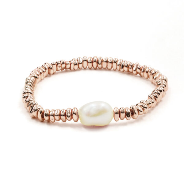 Bracciale Elastico ematite rosè e perla