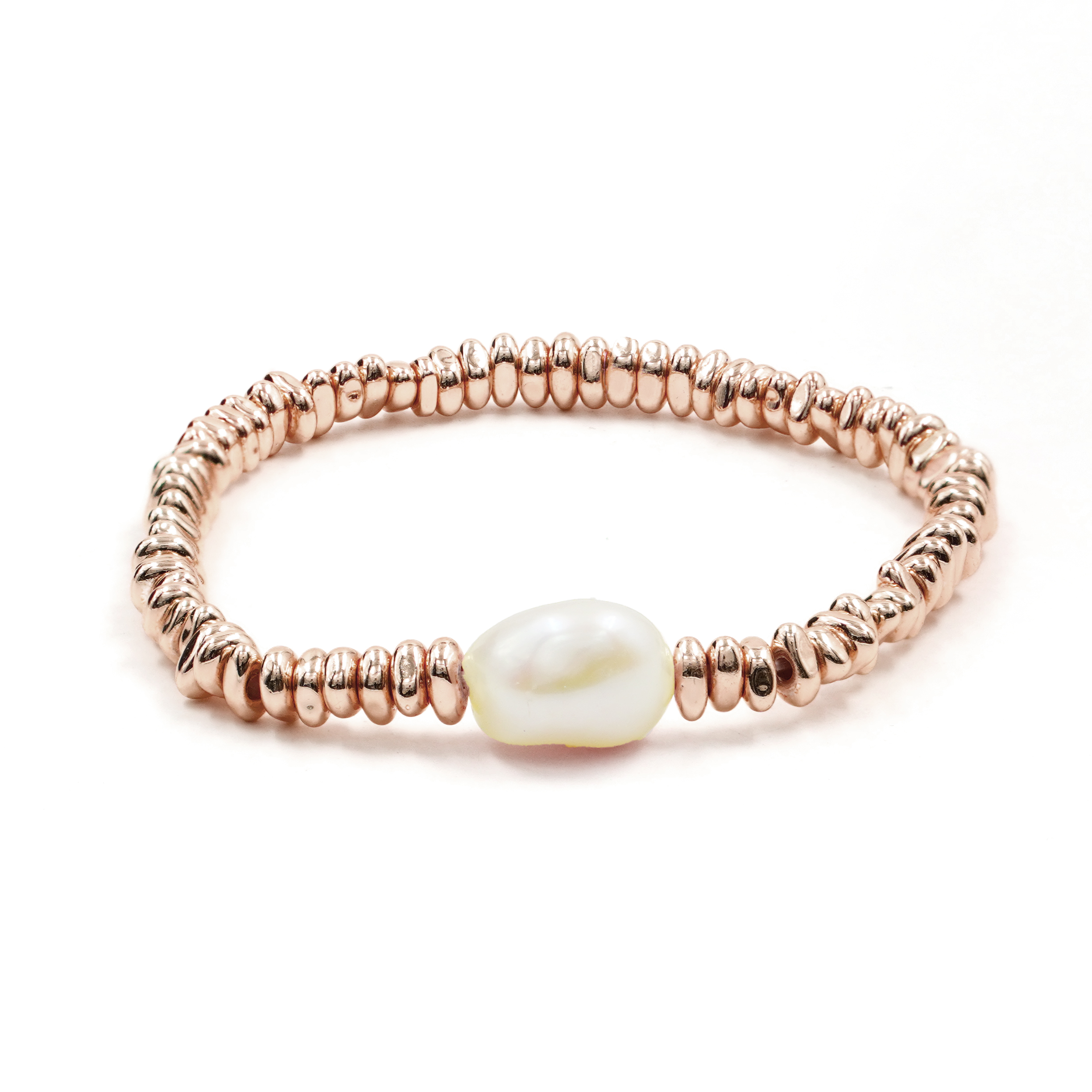 Bracciale Elastico ematite rosè e perla
