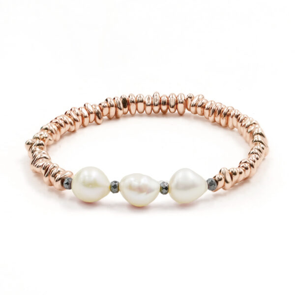 Bracciale Elastico ematite rosè e perle