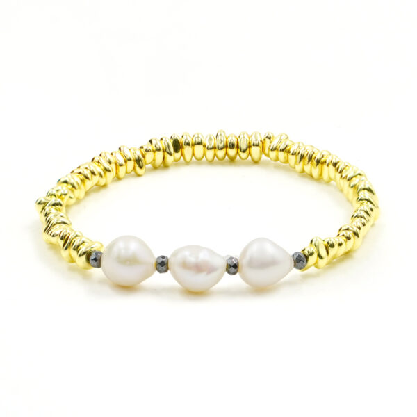 Bracciale Elastico ematite gold e perle