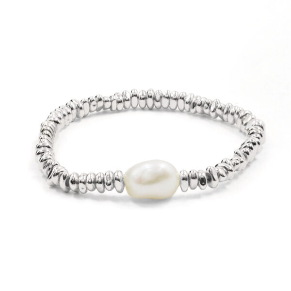 Bracciale Elastico ematite silver e perla