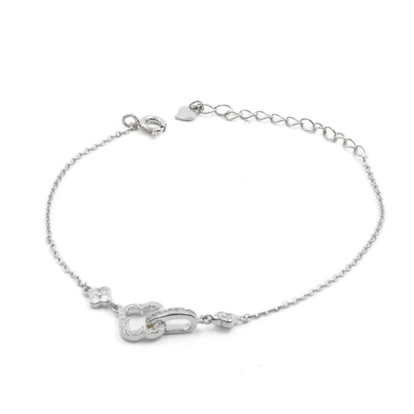 Bracciale Argento quadrifoglio con zirconi – Rodiato