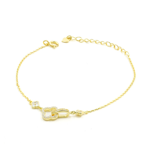 Bracciale Argento quadrifoglio con zirconi – Dorato