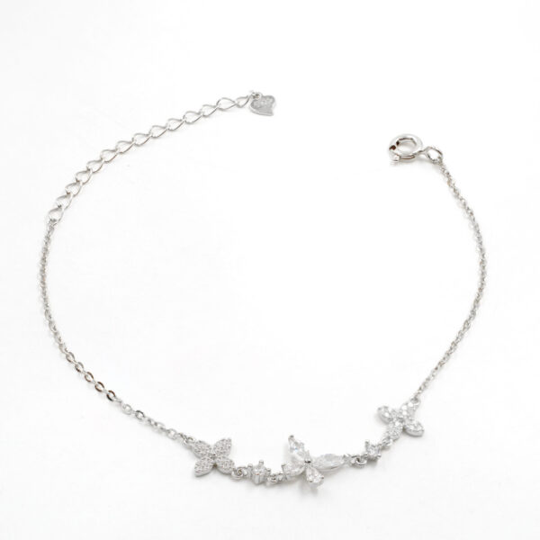 Bracciale Argento con zirconi e fiori – Rodiato