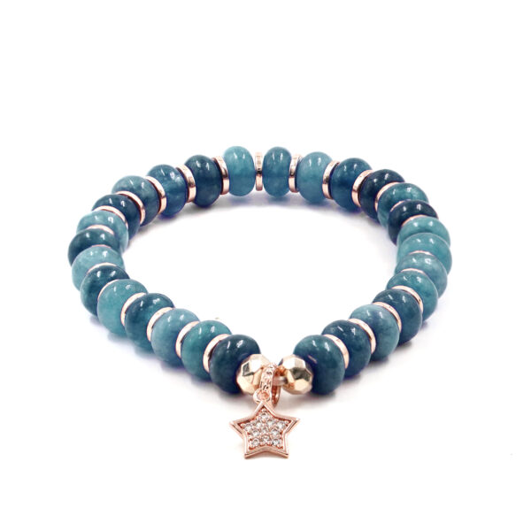 Bracciale Elastico in giada blu e charms