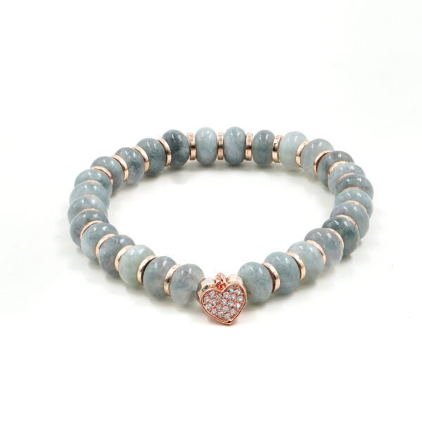 Bracciale Elastico in giada grigia e charms
