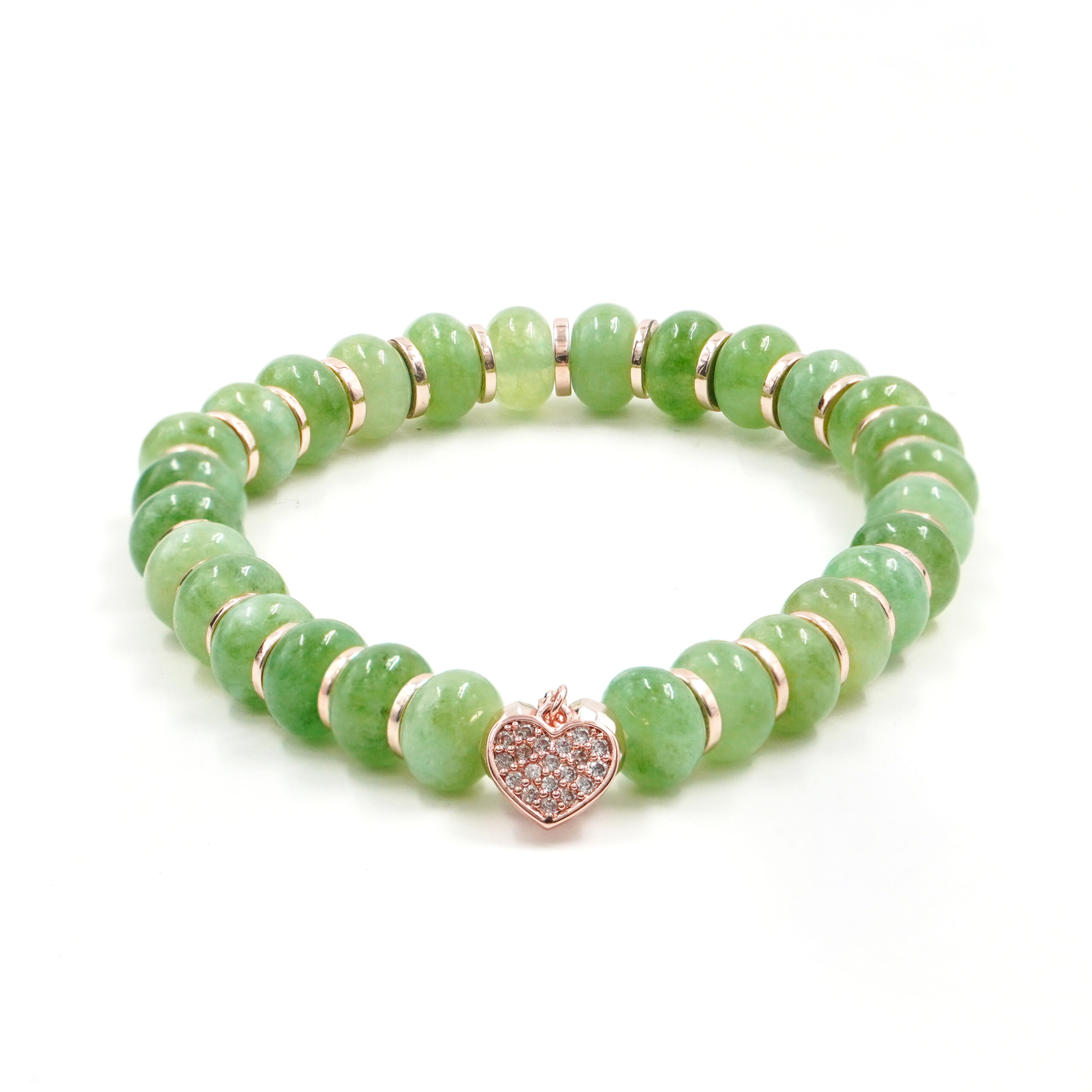 Bracciale Elastico in giada verde e charms