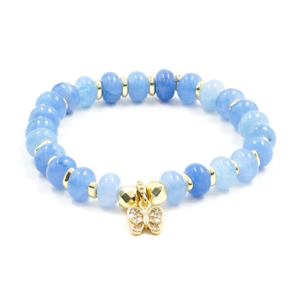 Bracciale Elastico in giada celeste e charms