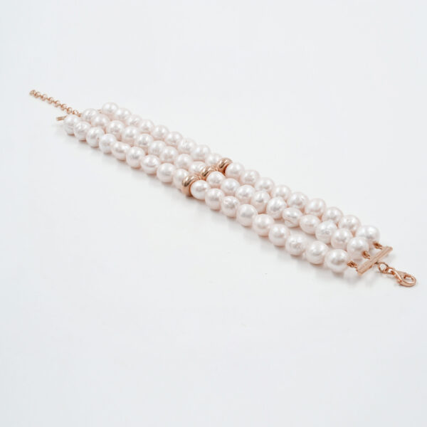 Bracciale in perle, chiusura argento rosè