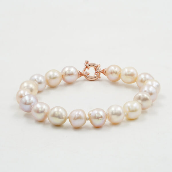 Bracciale in perle, chiusura argento rosè