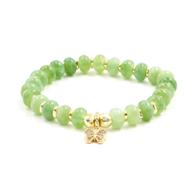 Bracciale Elastico in giada verde e charms