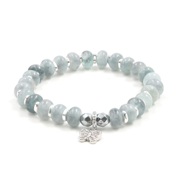 Bracciale Elastico in giada grigia e charms