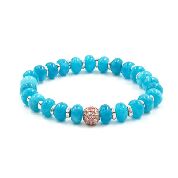 Bracciale Elastico in giada azzurra e sfera