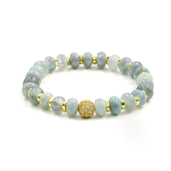 Bracciale Elastico in giada grigia e sfera