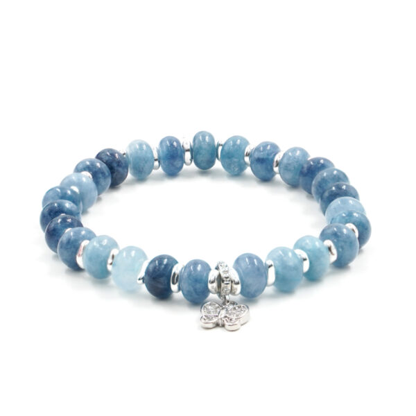 Bracciale Elastico in giada azzurra e charms